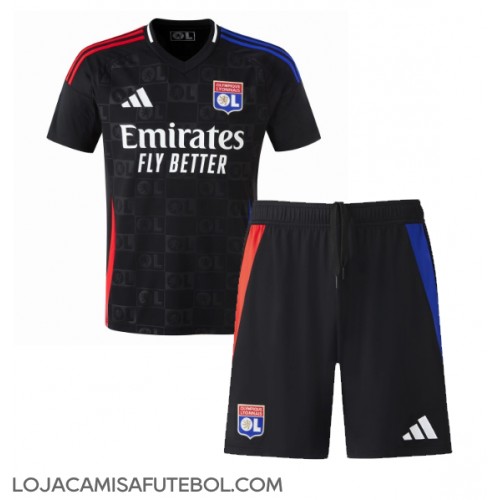 Camisa de Futebol Olympique Lyonnais Equipamento Secundário Infantil 2024-25 Manga Curta (+ Calças curtas)